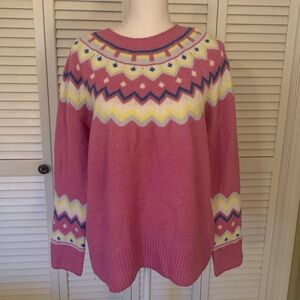 Vince Camuto Pink Patterned Women's Sweater Size M